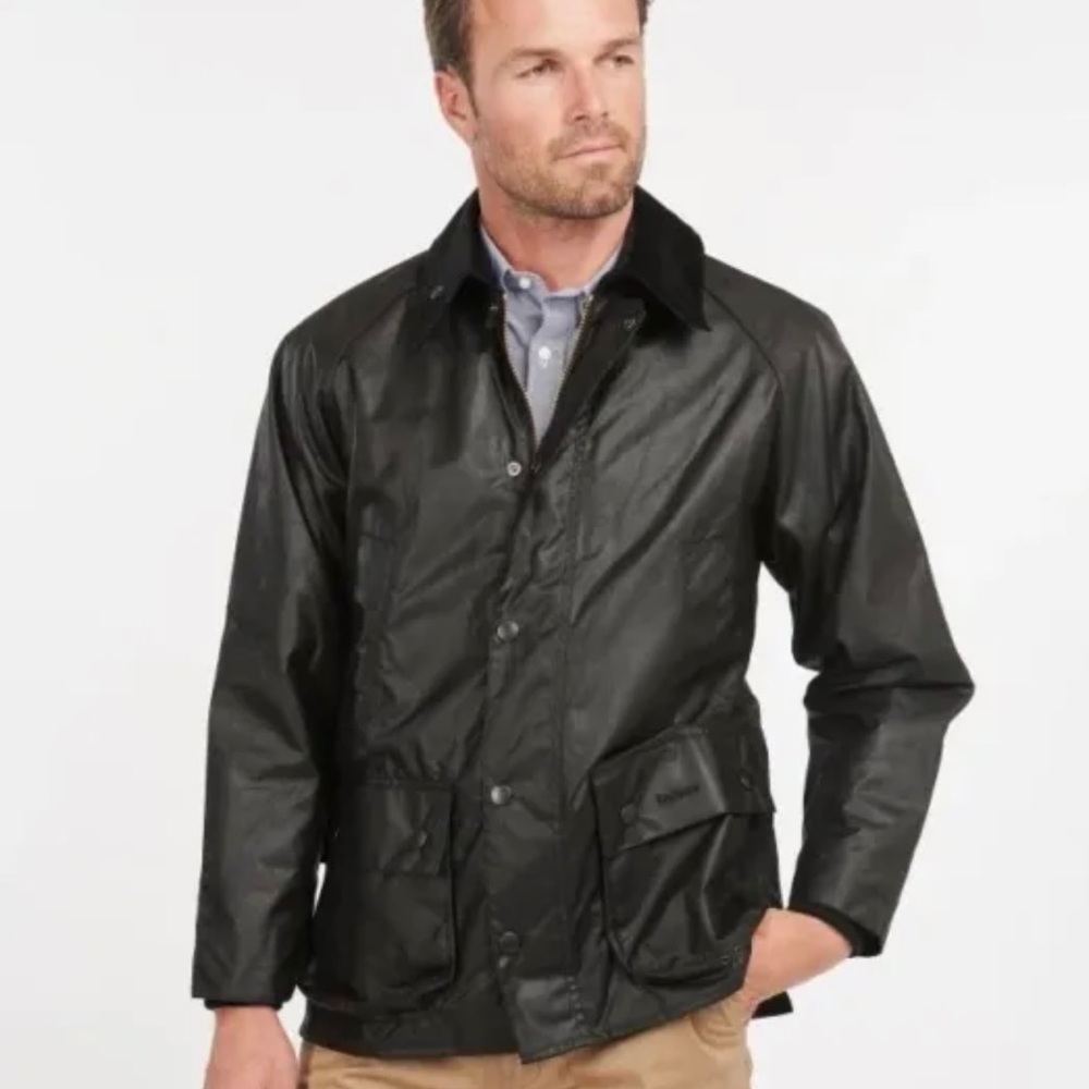 Barbour Men's Bedale Waxed Cotton Jacket Black Size 38